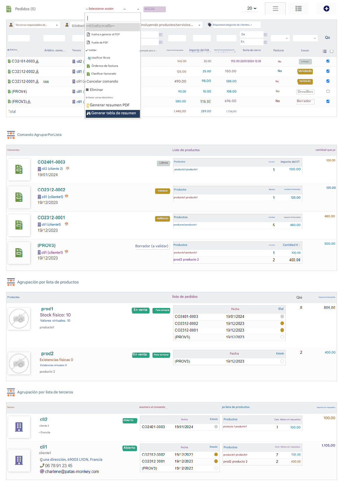 Módulo de Listas con Tablas Resumen Personalizadas - TecnoERP
